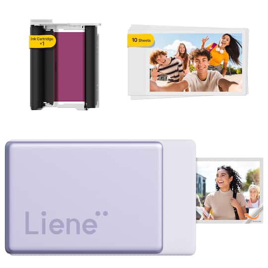 Liene Purple Pearl N200 Pro Portable Photo Printer with Supplies